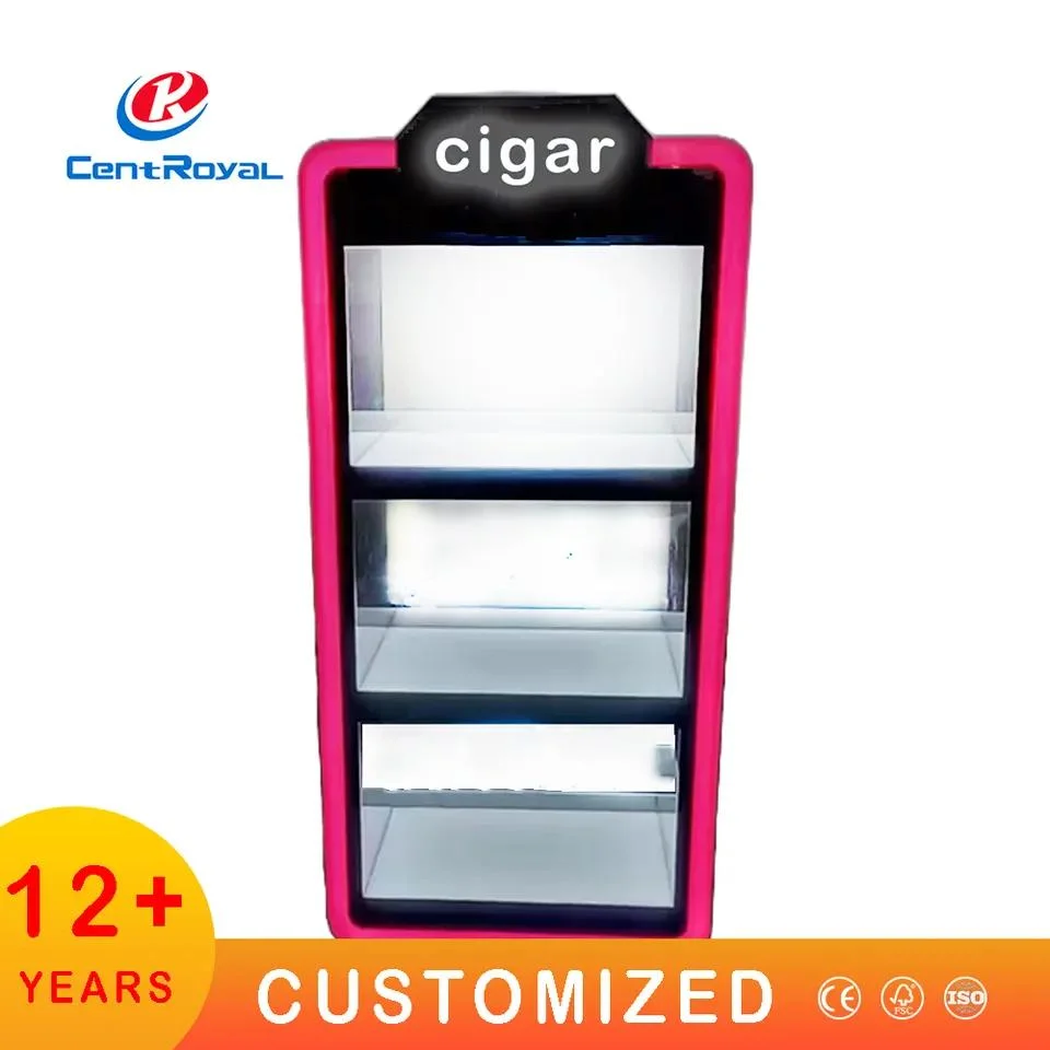 LED Light Commerical Counter Top Humidor Vape E-Cigar Tobacco Cigar Display Rack Acrylic Cigarette Display Cabinet Rack Plexiglass Smoke Shop Display