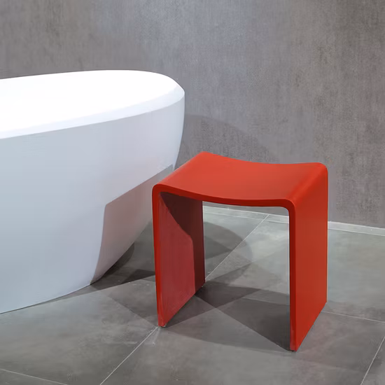 Newly Design White Marble Acrylic Solid Surface Bathroom Stone Stool Bench