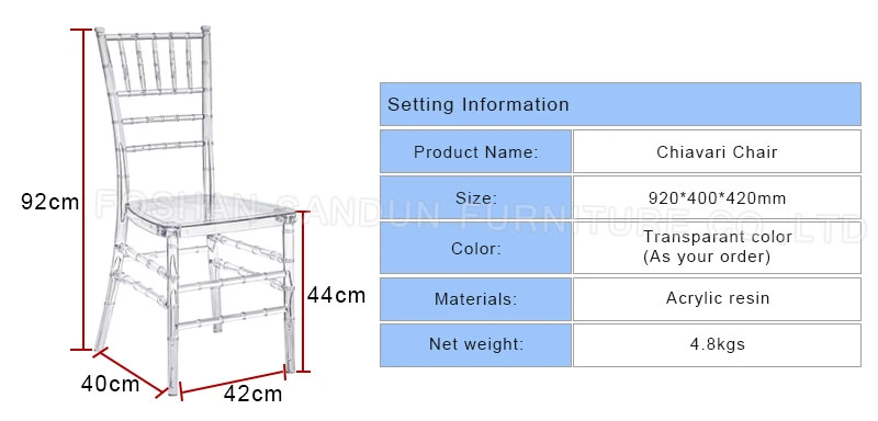 Wedding Event Resin/PC Acrylic Crystal Chiavari Ghost Infinity Tiffany Pheonix Chair for Dining