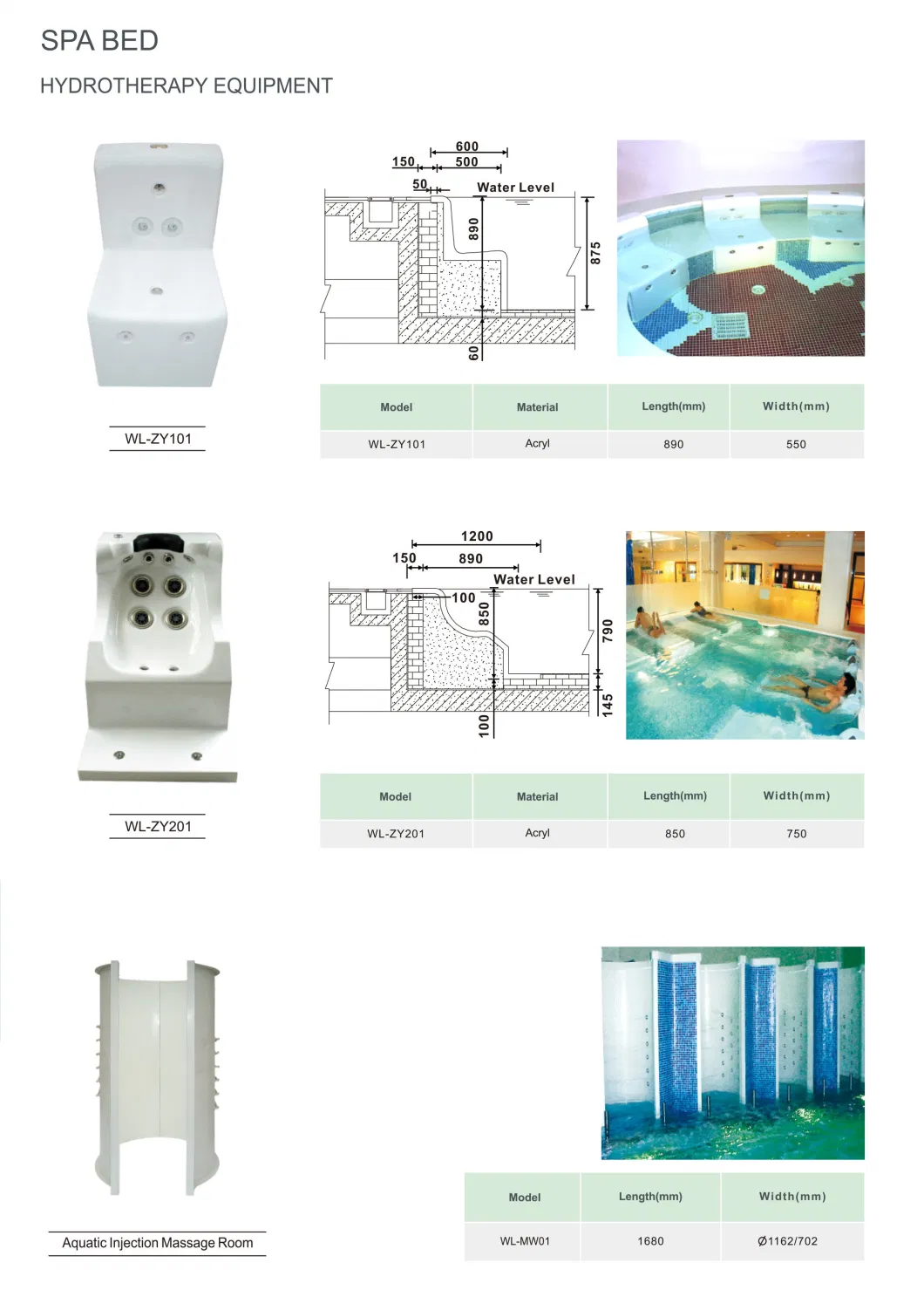 SPA Centre Acrylic Bed Hydrotherapy Bed Aqua Bed